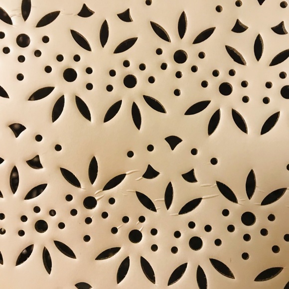 #006. COACH Metro Eyelet Perforated Tote - metallic cream & tan leather handles - Picture 13 of 16